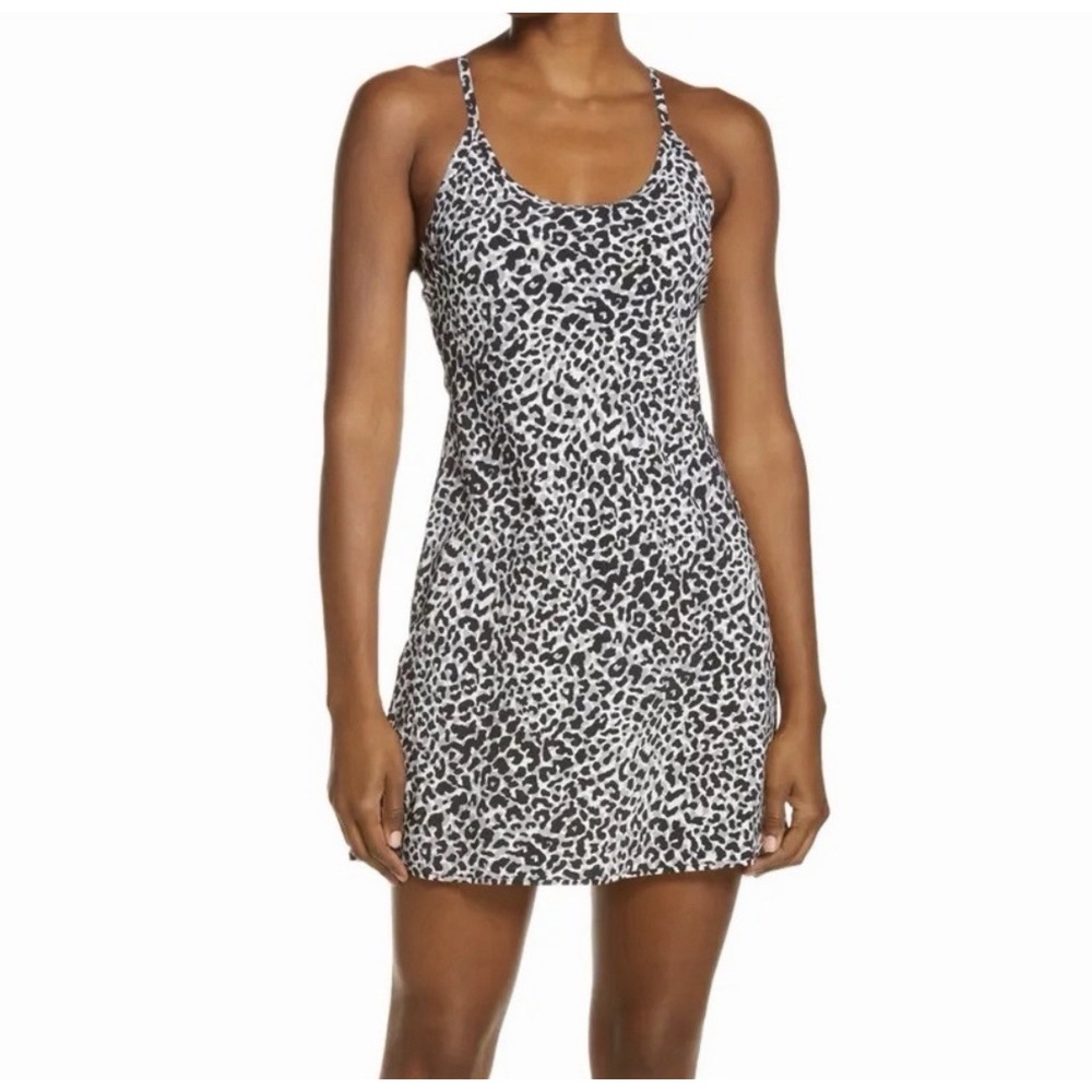 Outdoor Voices Black and White Leopard Print Tank Dress